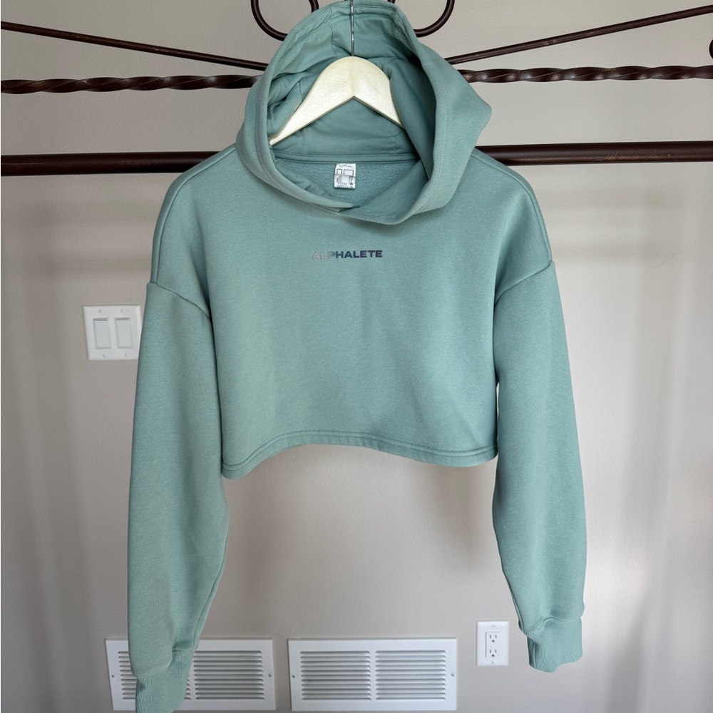 Alphalete Sage Green Cropped Hoodie
